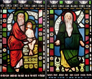 Abraham ja Henok, yksityiskohta luomisen ikkunasta, 1861 (lasimaalauksia) (ks. 120153). tekijältä George Campfield